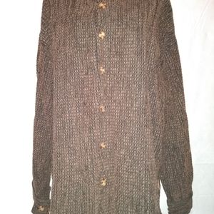 Vintage PJ Mark Button Up Brown Fleece Sweater